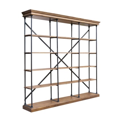 Etagère Décorative Dahn - 4 Plateaux Bois Vintage - Cadre Métal Noir - 152 Cm