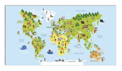 Alfombra vinílica mapamundi mapa colorido de animales