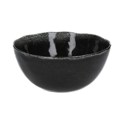 Salatschüssel aus Steingut, schwarz Porcelino
