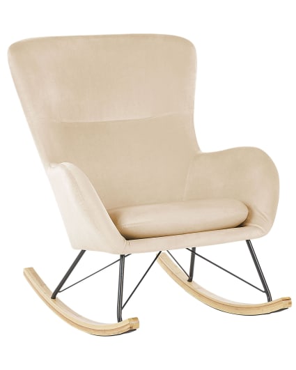Fauteuil à bascule 66x76x97 cm en tissu beige et naturel - DELEO