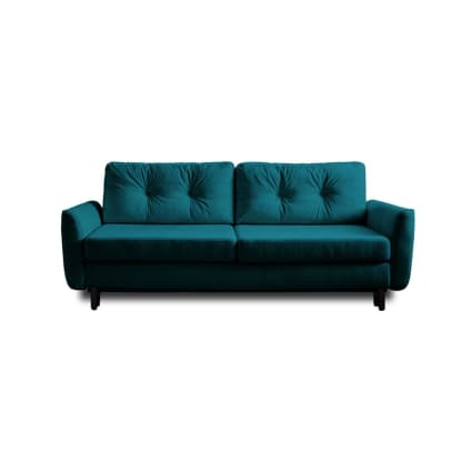 Canapé cuir bleu. Trois places - Ameublement