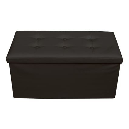 Ottoman De Rangement Chesterfield En Chenille Noire - Coffre à Jouets Et Tabouret