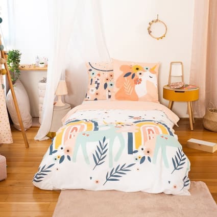 Housse De Couette 140x200 Cm + 1 Taie Oreiller - Microfibre Douce, Imprimé Bois Rustique, Fermeture Zip