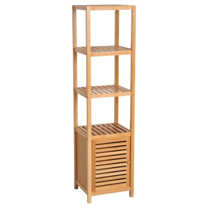 Well Home Scaffale Da Bagno 3 Ripiani - MDF E Bambù - Altezza 79 Cm - Elegante E Compatto