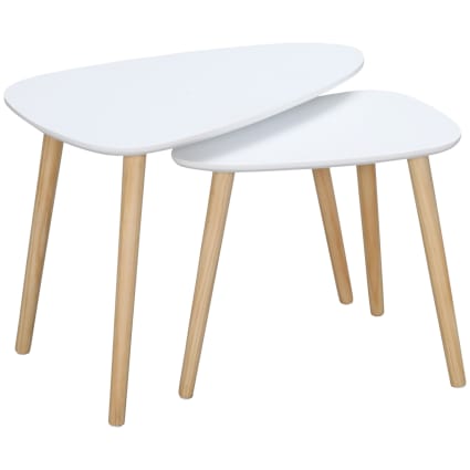 Lot de 2 tables basses gigognes design scandinave bois clair blanc ...