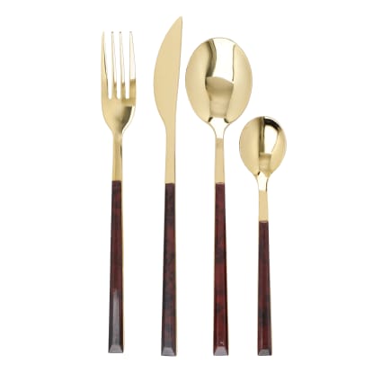 Set De Cubiertos 16 Piezas Dorado Acero Inoxidable 18/10