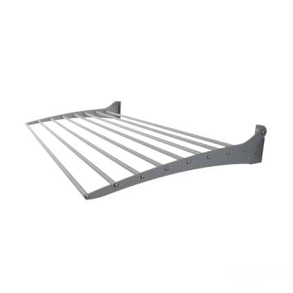 Stendibiancheria Da Parete Girevole E Pieghevole In Alluminio – 126 Cm, Grigio, Con Ganci Antivento - 2