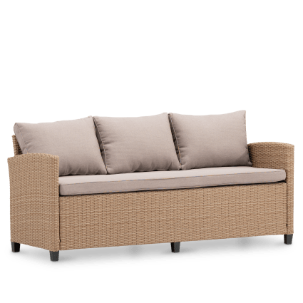 Divano triplo posti in rattan sintetico con cuscini Verona