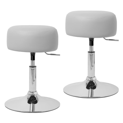 Set Di 2 Sgabelli Contenitori Rotondi Imbottiti - Grigio Chiaro, Con Anello Metallico E Coperchio Rimovibile, Per Soggiorno E Camera