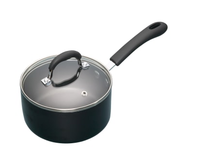 Cacerola de 16 cm con tapa antiadherente de aluminio negro