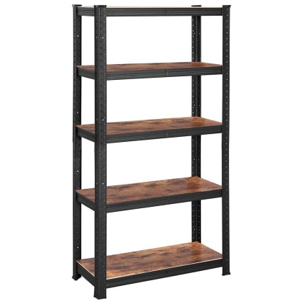 Versa Madurai Mensola A Muro Sospesa Con 1 Ripiano, Metallo E Legno, Marrone E Nero, 34x10.5x14 Cm - 2