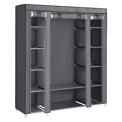 MSV Armoire Penderie Tissu Pliable XL 90x50x160 Cm - Tringle Vêtements + Étagère, Housse Anti-Poussière