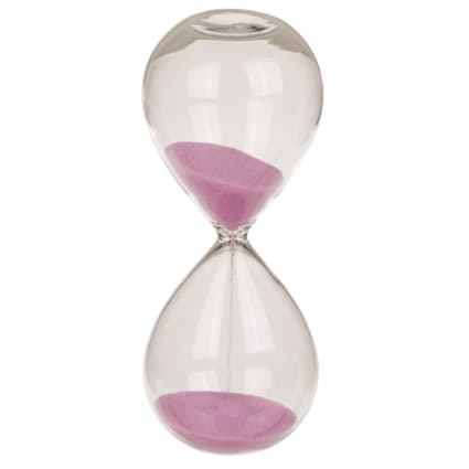 Grand Sablier Décoratif Jolipa En Verre, Sable Rose Poudré, Neuf