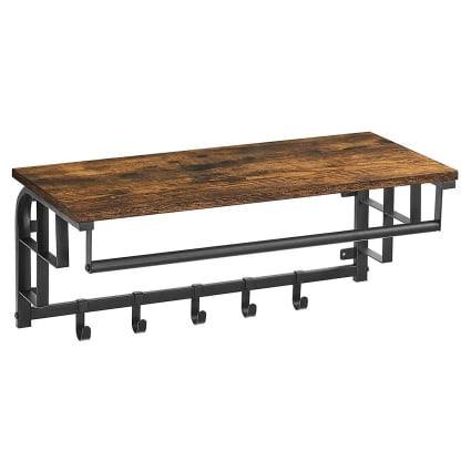 Appendiabiti Da Parete HAKU Möbel | Stile Industriale In MDF Grigio E Metallo | 10 Ganci, Capacità 3 Kg A Gancio | Dimensioni 65x100x9 Cm - 10