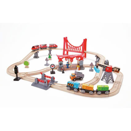 Circuito tren concurrida ciudad