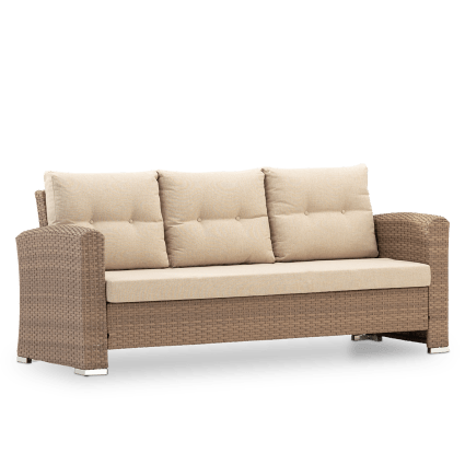 Divano triplo a posti in alluminio e rattan sintetico Bolonia