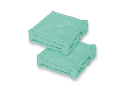 Deco Arts - Set di 2 cuscini quadrati per soggiorno o giardino, cuscino imbottito con trattamento idrorepellente e maniglia di trasporto, certificato Oeko-TEX 40 x 40 x 12 cm, verde menta Deco Arts - Set di 2 cuscini quadrati per soggiorno o giardino, cuscino imbottito con trattamento idrorepellente e maniglia di trasporto, certificato Oeko-TEX 40 x 40 x 12 cm, verde menta
