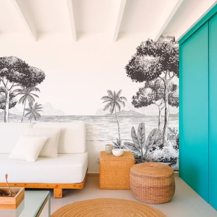 Carta da parati panoramica strisce: 432x270cm Nero 99DECO