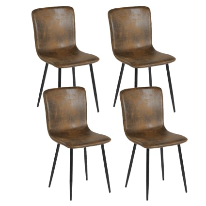 Lot De 6 Chaises De Salle à Manger - Dossier En Suédine, Pieds Métal - Style Vintage - Cuisine, Salle à Manger