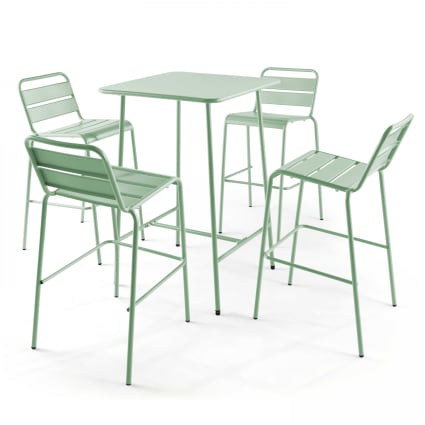 Kosmi Set 4 Sgabelli Da Bar Industriali Verde Menta – Altezza 66 Cm, Impilabili, In Metallo, Per Isola Cucina