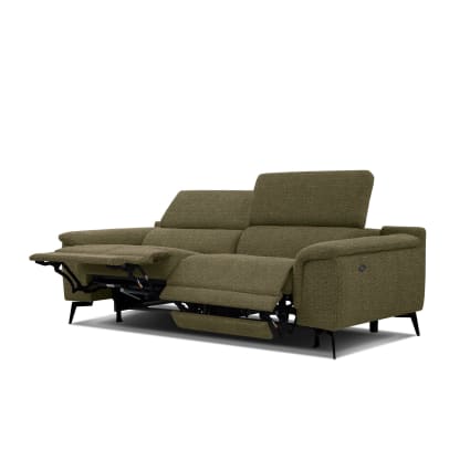 Sofa 3-Sitzer mit 2 Relaxfunktionen und verstellbare Kopfstützen, grün Fiero