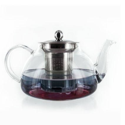 Theiere Verre Avec Filtre Amovible Anse En Noyer | Maison Infusion Théière En Verre