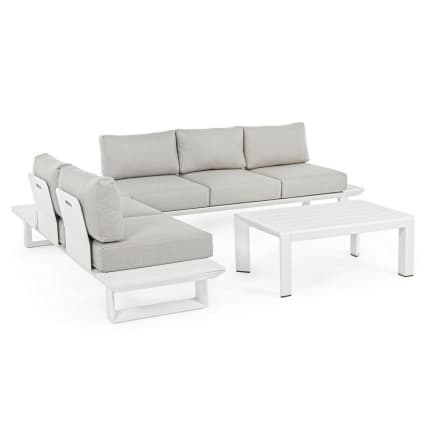 Salottino angolare da giardino in alluminio bianco, beige KONNOR