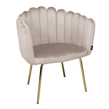 Poltrona conchiglia in velluto tortora Perla Maisons du Monde