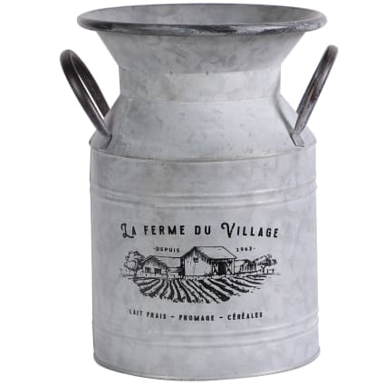 Pot à Lait En Aluminium Shabby Chic, Blanc Patiné Gris Clair, Style Campagne, Parfait état