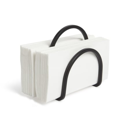 Porte-rouleau Serviettes Papier En Bois Marron Et Métal Noir Avec Porte-épices Et Serviettes