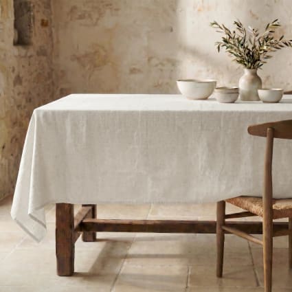 Fleckenschutz-Tischdecke 100 % Baumwolle Hellbeige 100x155 cm Solid