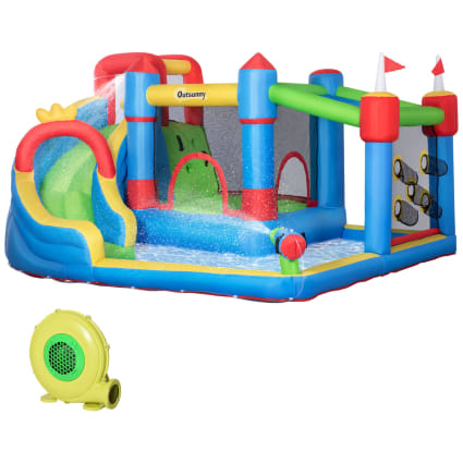 🏰 VEVOR Castillo Hinchable Con Tobogán Y Piscina – 455x390x238 Cm, Para 3-4 Niños, Incluye Puesto De Mercado Y Pistola De Agua