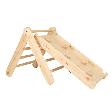 MEOWBABY Triangle D'Escalade Avec Toboggan - Mur Pikler Montessori En Bois Naturel Pour Bébé