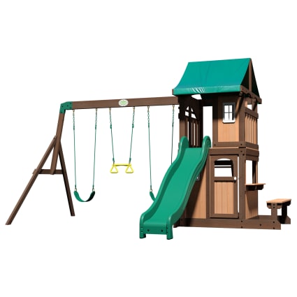 AXI Mette – Aire De Jeux En Bois Avec 2 Balançoires, Toboggan 220 Cm, Bac à Sable Et Télescope – Dès 3 Ans