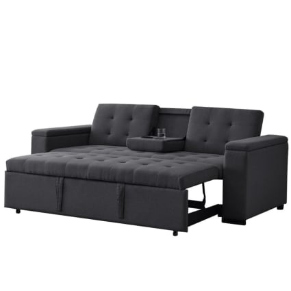 Canapé-lit Convertible Beliani RONNE 3 Places En Tissu Noir - Moderne Et Compact