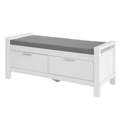 Sitzbank mit Stauraum und 2 Schubladen MDF Weiß