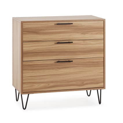 Table de chevet 3 tiroirs bois blanc metiu