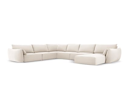 Divano panoramico sinistro posti in velluto, beige chiaro Kaelle