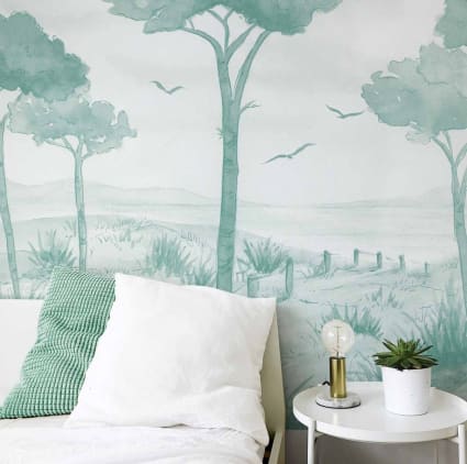Adesivo parete pianta verde acquerello 30×90 cm