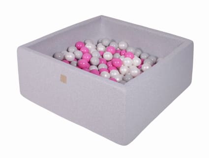 Piscina De Bolas Infantil De 90x90 Cm Con 200 Pelotas De Colores – Blanco, Rosa Y Gris – Funda Lavable