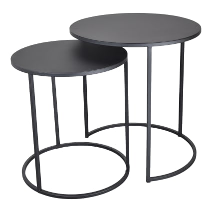 2er Set Beistelltische aus Metall, 52x49x49 cm, Schwarz