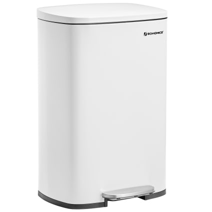 Poubelle à Pédale 50L + Mini 5L Offerte – Acier Inox Brossé Anti-Empreintes, Fermeture Douce, Design Moderne Cuisine