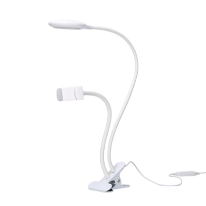 Eglo Lampe à pince Fabio, lampe de lecture avec pince et interrupteur, spot à pince en métal argenté et plastique blanc, lampe de lecture E14