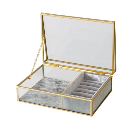 Uhren- und Schmuckkasten aus Glas, 23 x 16 x 8 cm Clipo