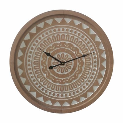 Wanduhr große Boho in braun-weißem MDF D. 50 cm