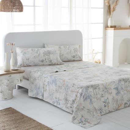 Juego de sábanas percal algodón 200 hilos multicolor 270x260 cama