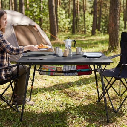 VidaXL Jeu de table de camping pliable avec 4 tabourets Aluminium gris VidaXL Jeu de table de camping pliable avec 4 tabourets Aluminium gris