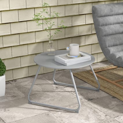 Table De Jardin Ronde En Acier Et Verre - 60 Cm, Gris Clair - Résistante Aux Intempéries, Légère, Pour Terrasse Ou Bistrot - 5