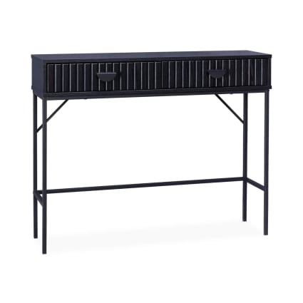 Console Peyton CNS5704B Safavieh Home Collection – 2 Cassetti Con Motivo A Spina Di Pesce, Finitura Nero, Dimensioni 90x33x75 Cm, Mobile Ingreasso E Soggiorno
