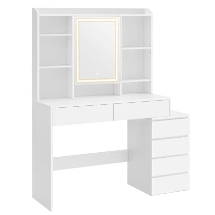 Coiffeuse D'angle Sofia Par Vicco – Blanc, 5 Tiroirs, Miroir, 142x128x51 Cm, Neuve